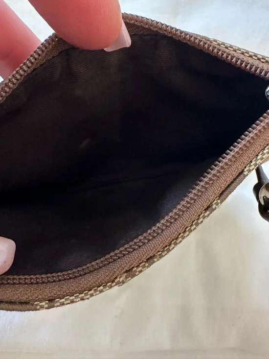 Coach Brown Tan Signature Canvas Wristlet - Picture 4 of 6